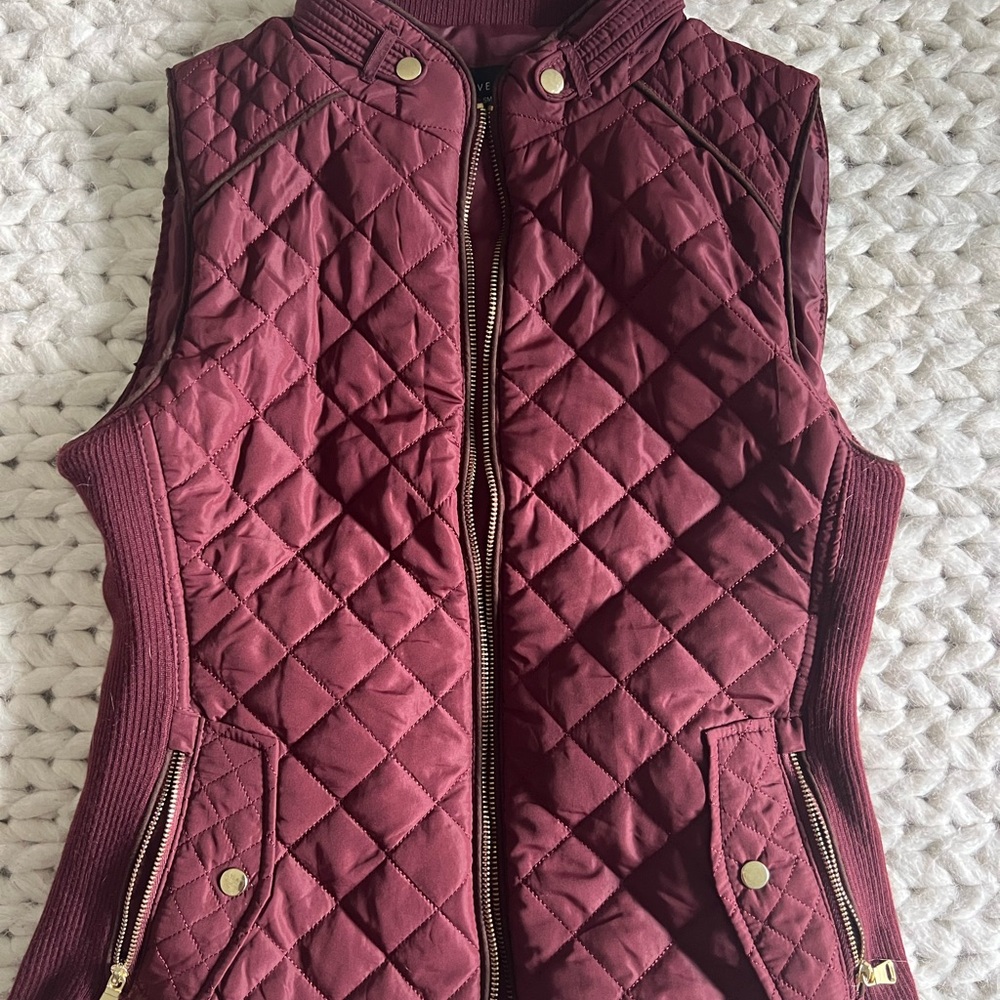 Love Tree Maroon Vest with Gold Zippers
